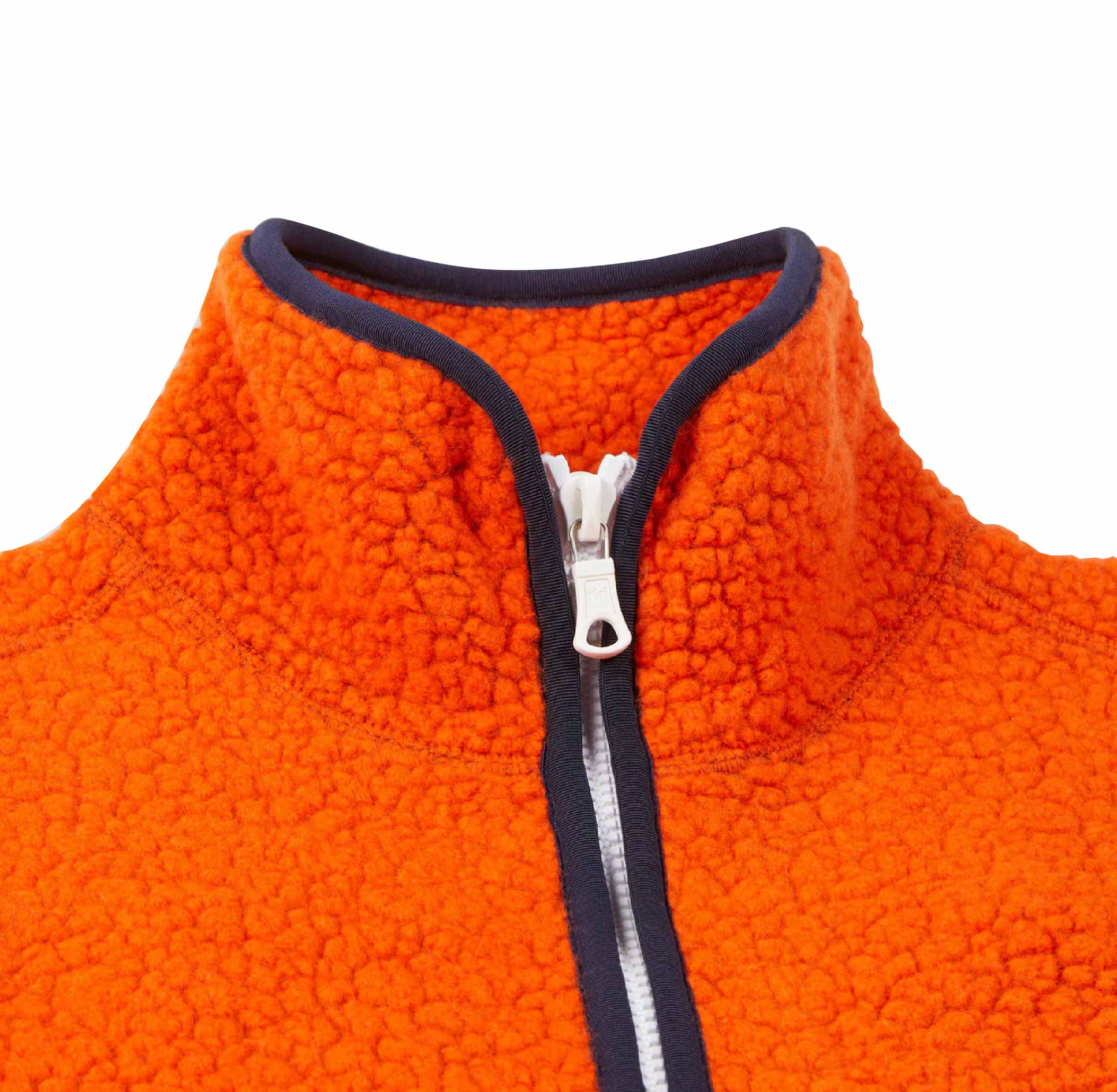 Orange Boucle Wool Zip Fleece Jacket