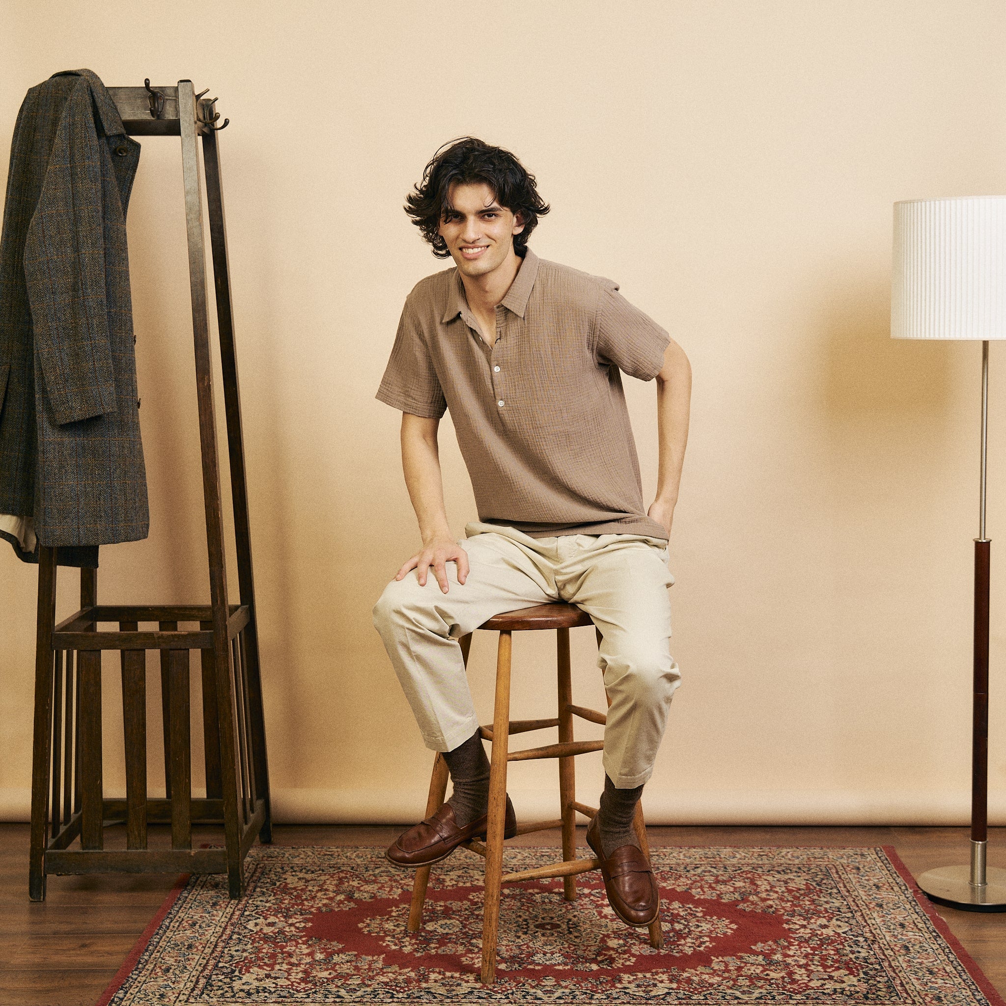 Burrows & Hare Pop Over Short Sleeve Morton Shirt - Brown