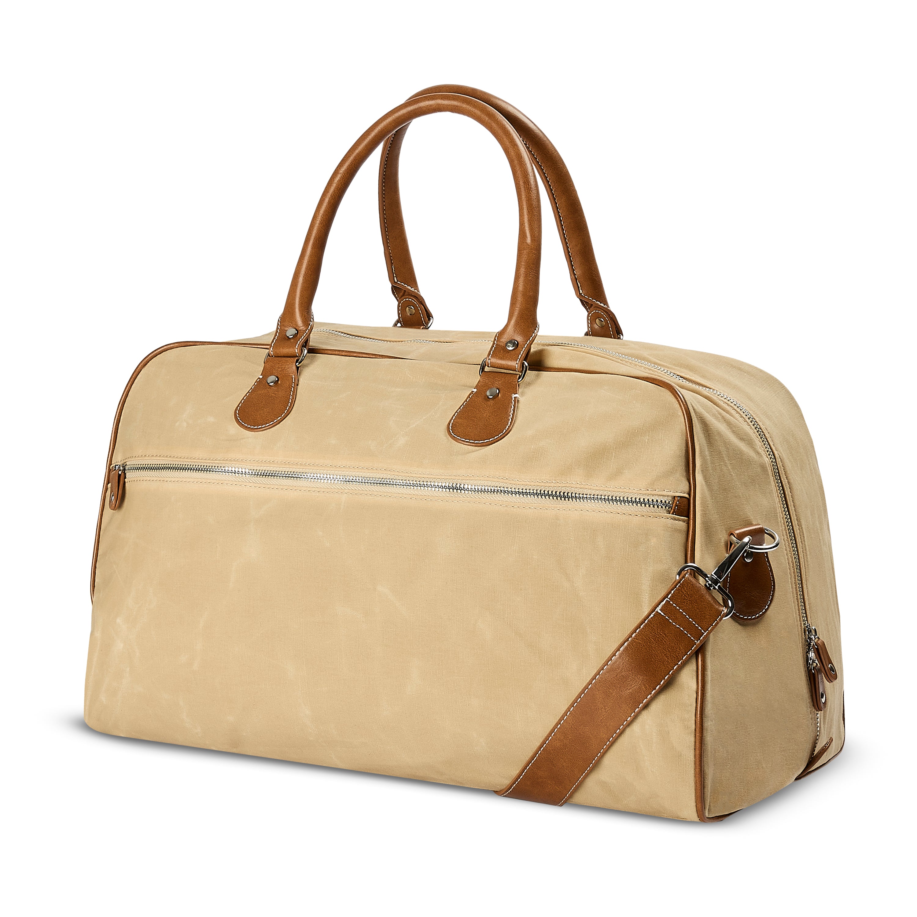 Waxed Cotton Canvas Duffle Bag - Natural