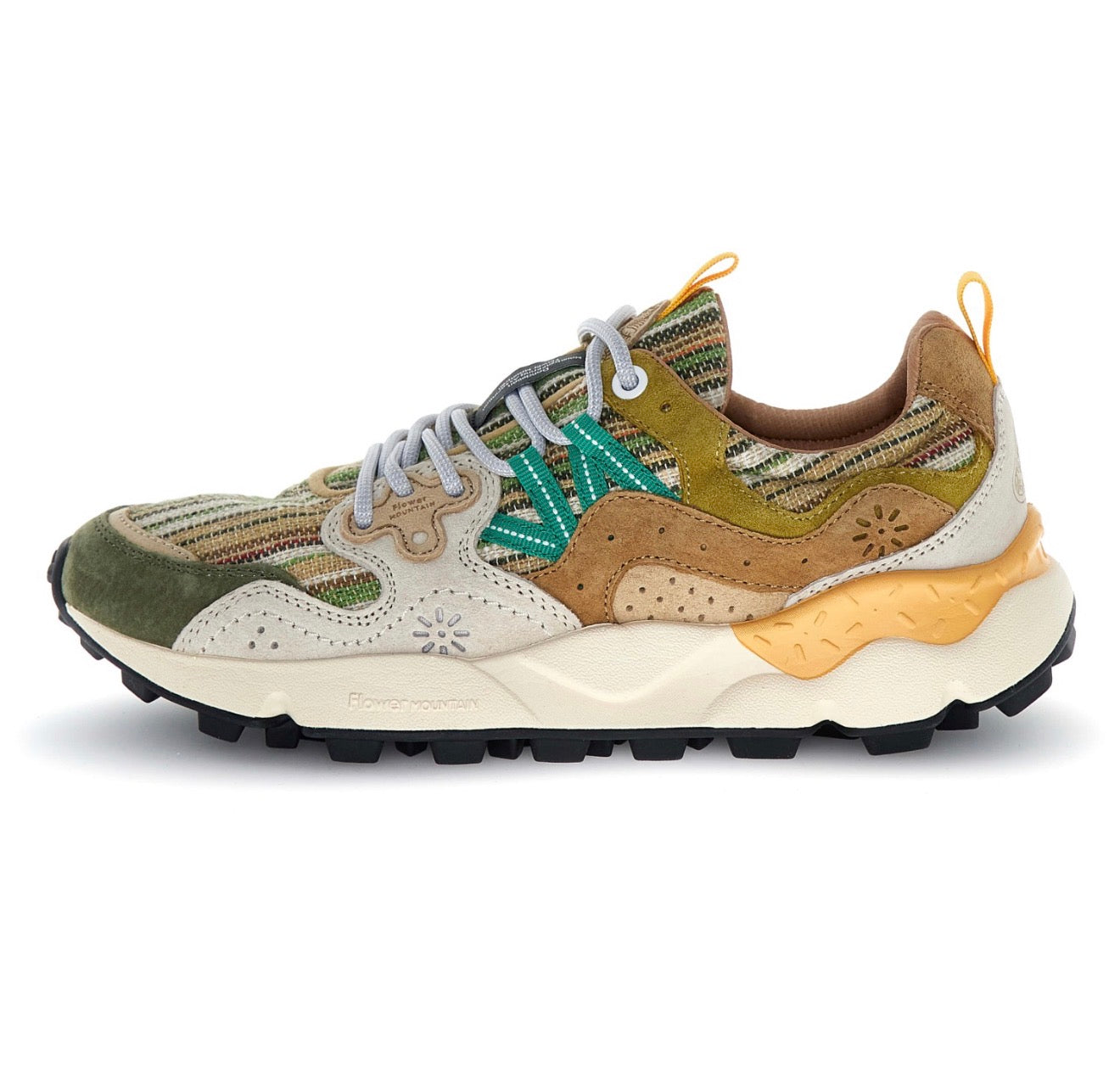 Yamano 3 Suede/Cotton Strip Military-Brown-Cream