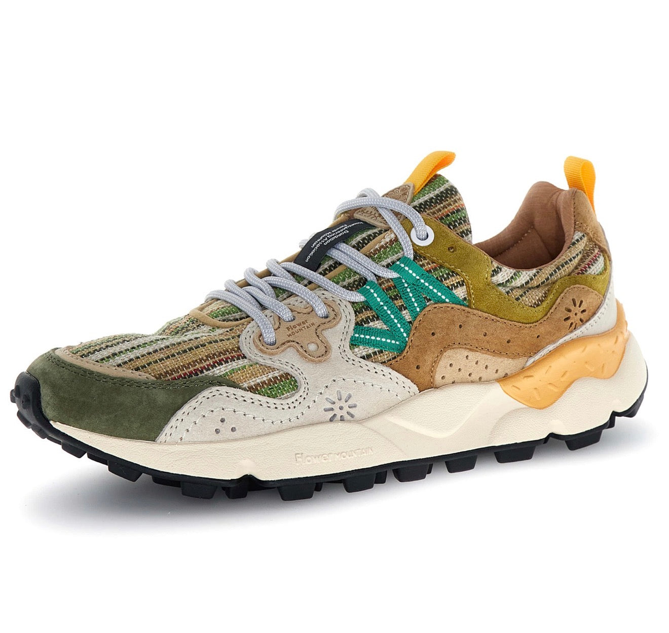 Yamano 3 Suede/Cotton Strip Military-Brown-Cream