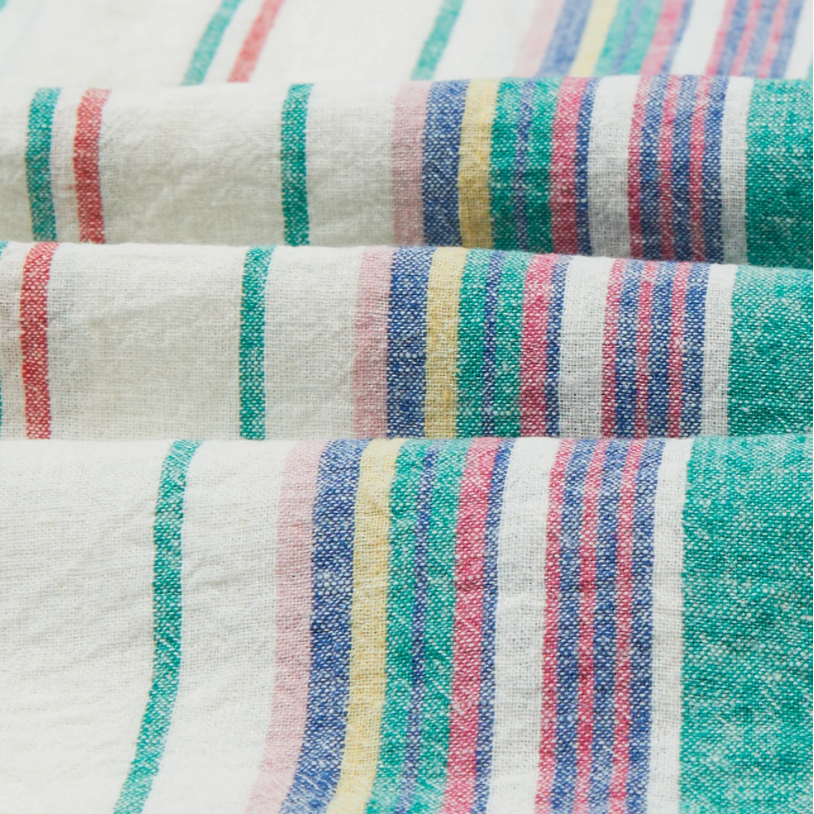 Drake's Striped Linen Cotton Purple/White