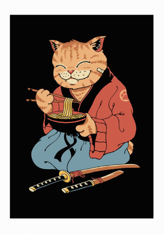 Cat Ramen print, fine-art quality giclée on premium acid-free paper.