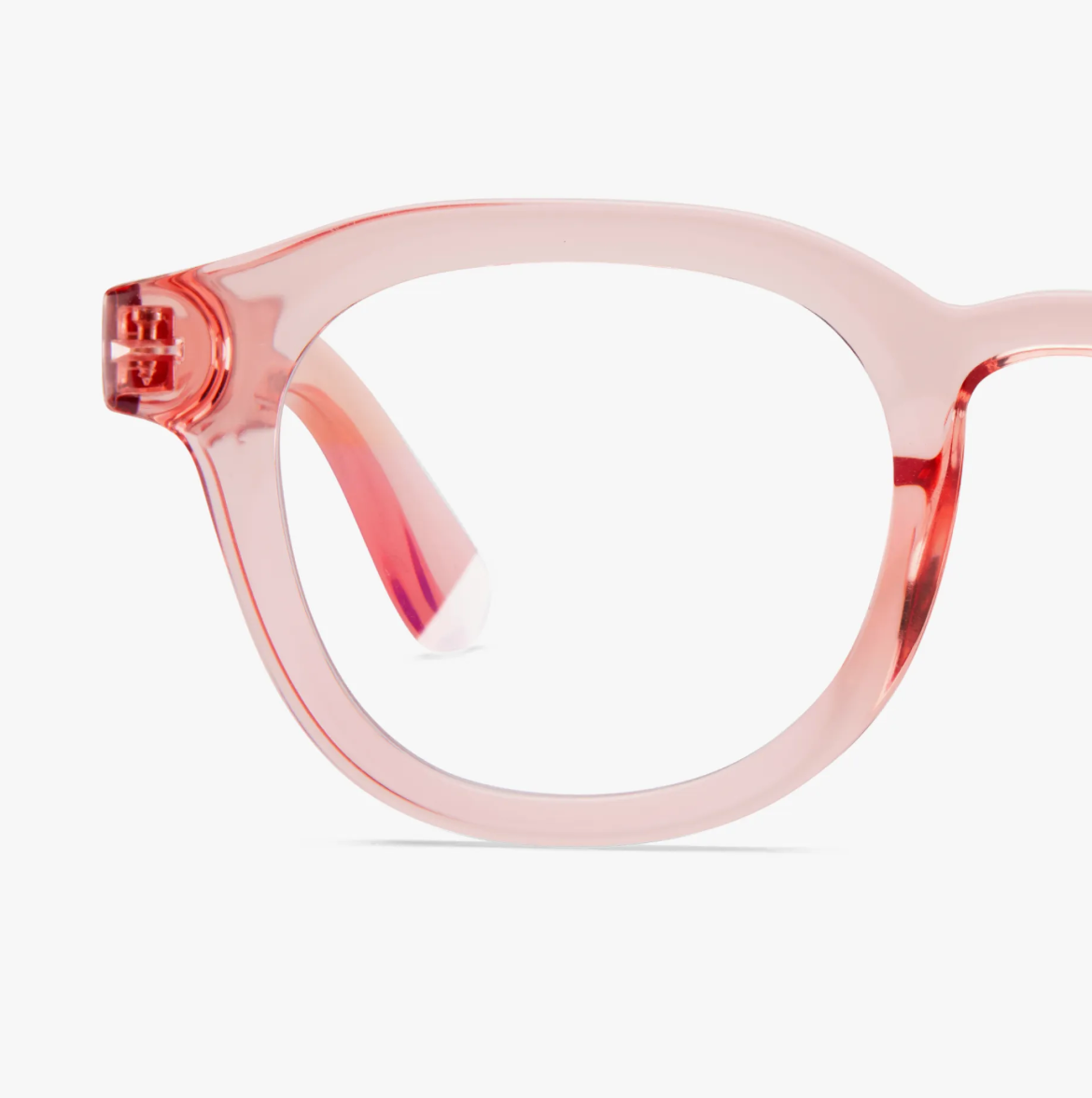 Front view of the Andy Glossy - Pink Quartz sunglasses by Barner, showcasing square-frame design.