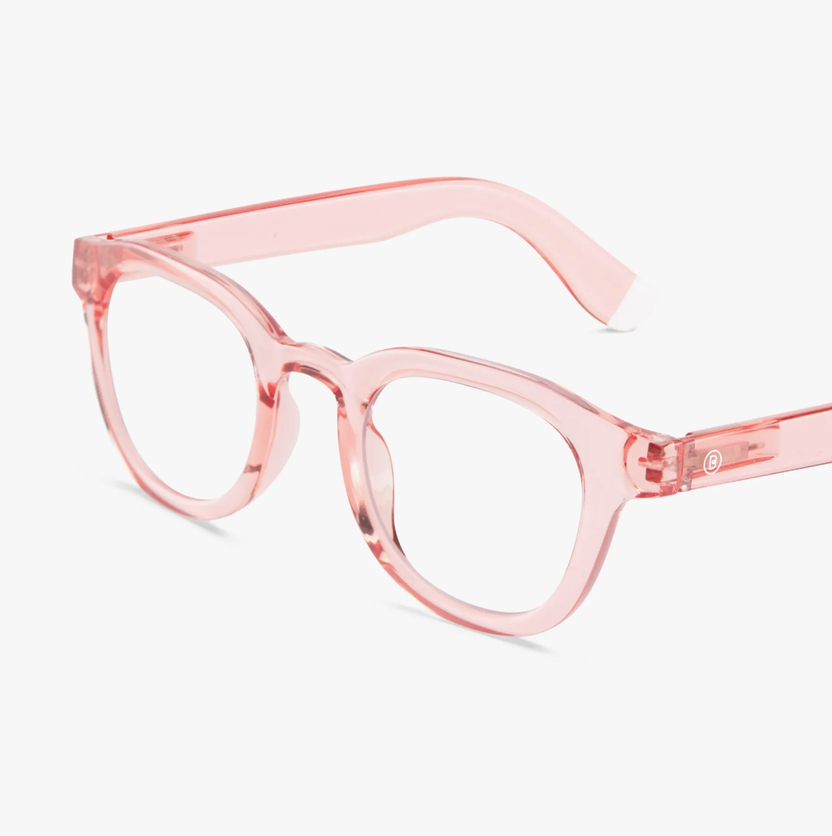 Side view of the Andy Glossy - Pink Quartz sunglasses by Barner, featuring a glossy finish.