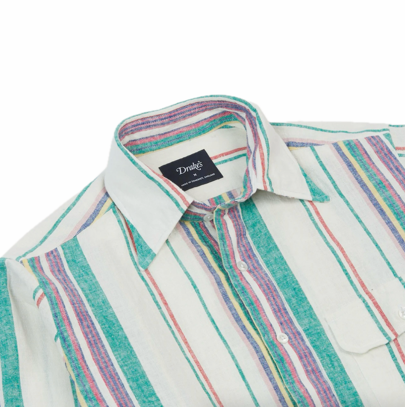 Drake's Striped Linen Cotton Purple/White
