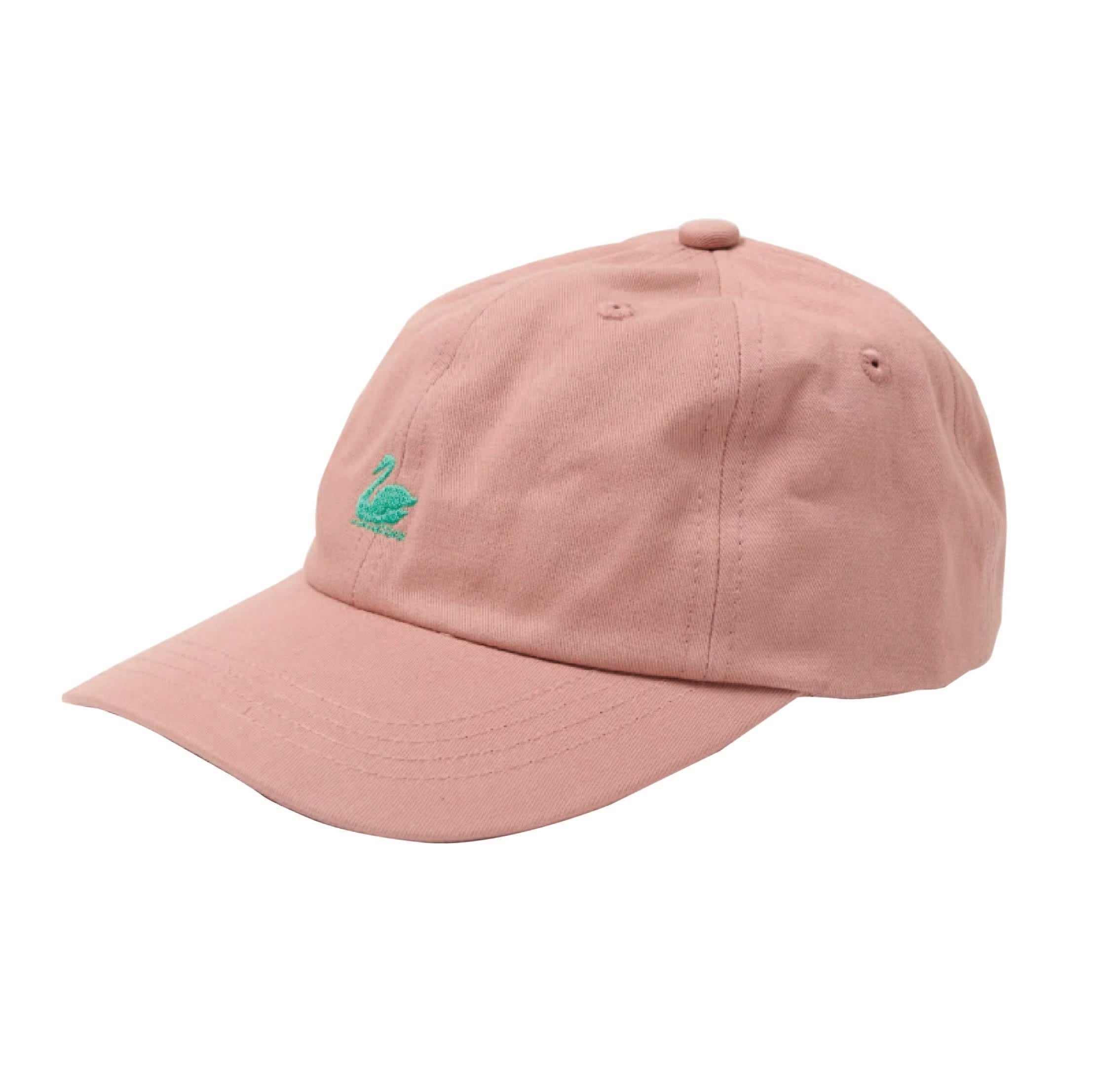 Merz b. Schwanen Swan Logo Cotton Twill Cap in Rosewood/Nature – side view