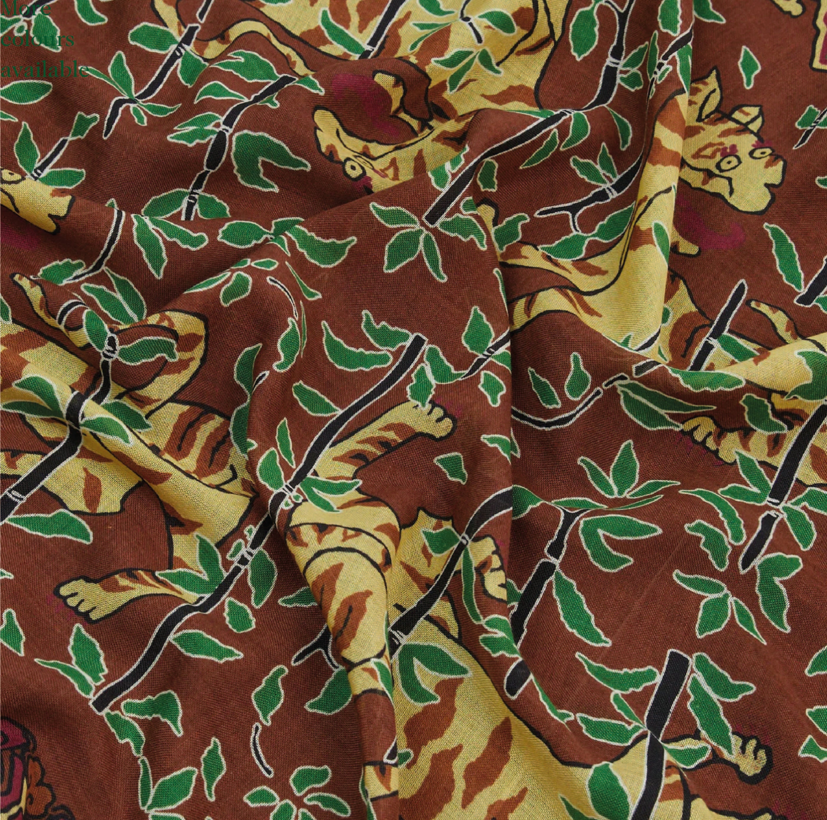 Brown Tigers Print Wool-Silk Bandana