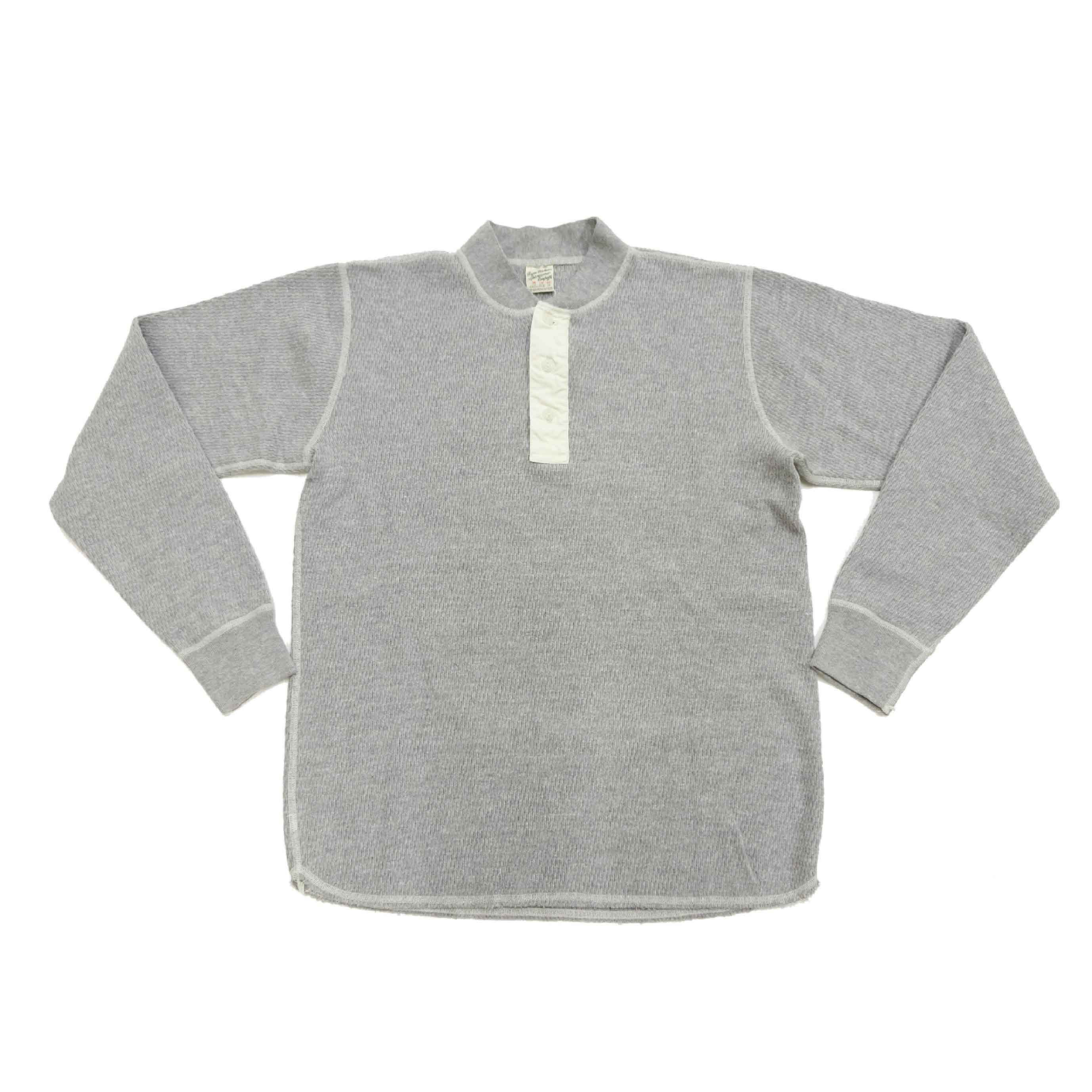 Long Sleeve Thermal Henley Neck - Heather Grey