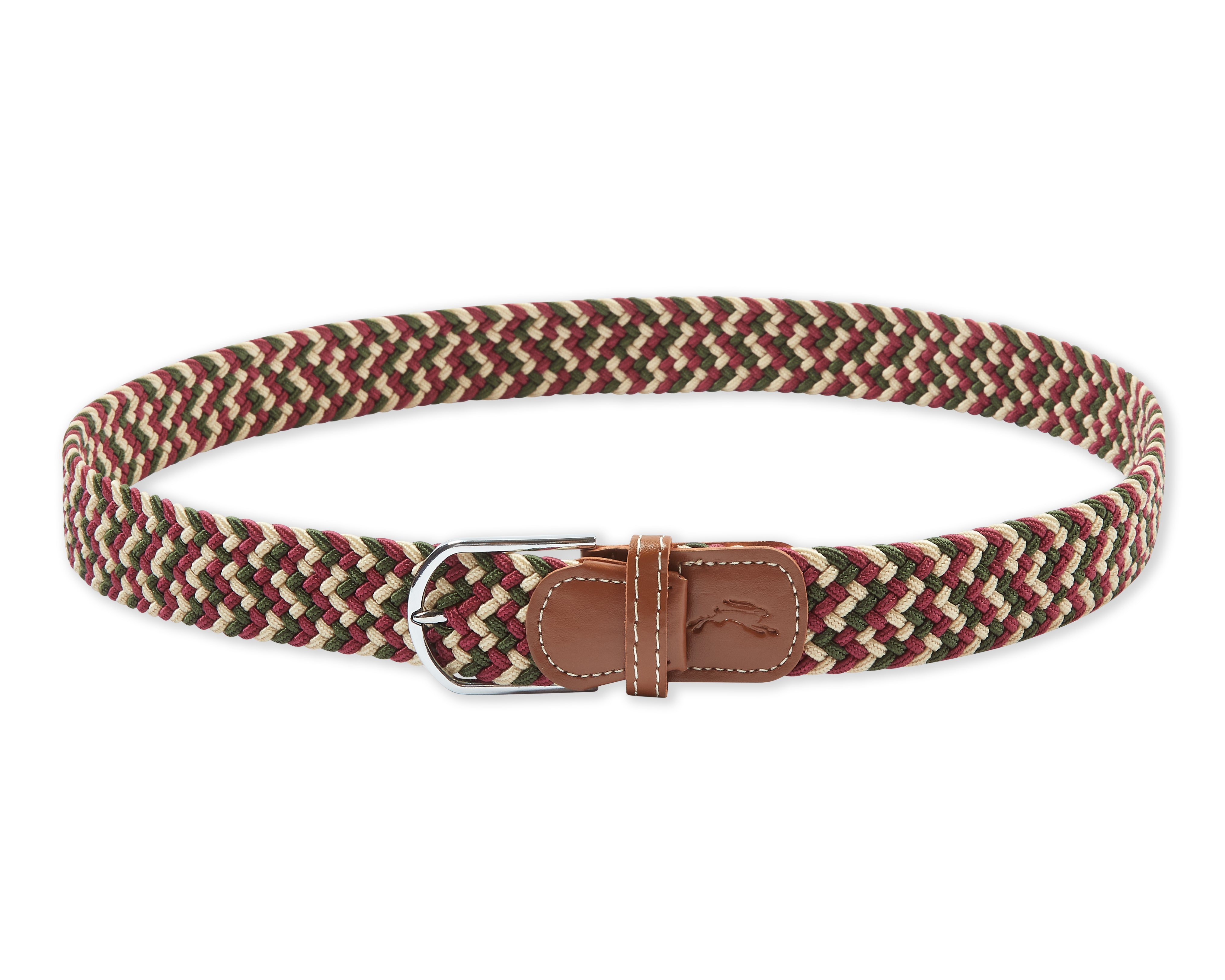 Woven Belt - Green, Ecru & Red