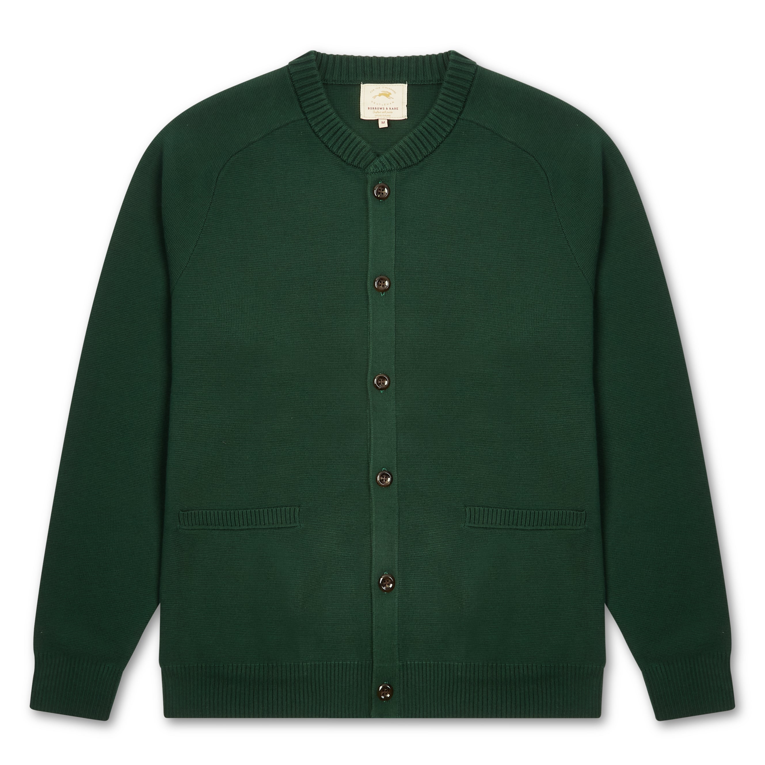 Burrows & Hare Baseball Cardigan - Green - Burrows and Hare
