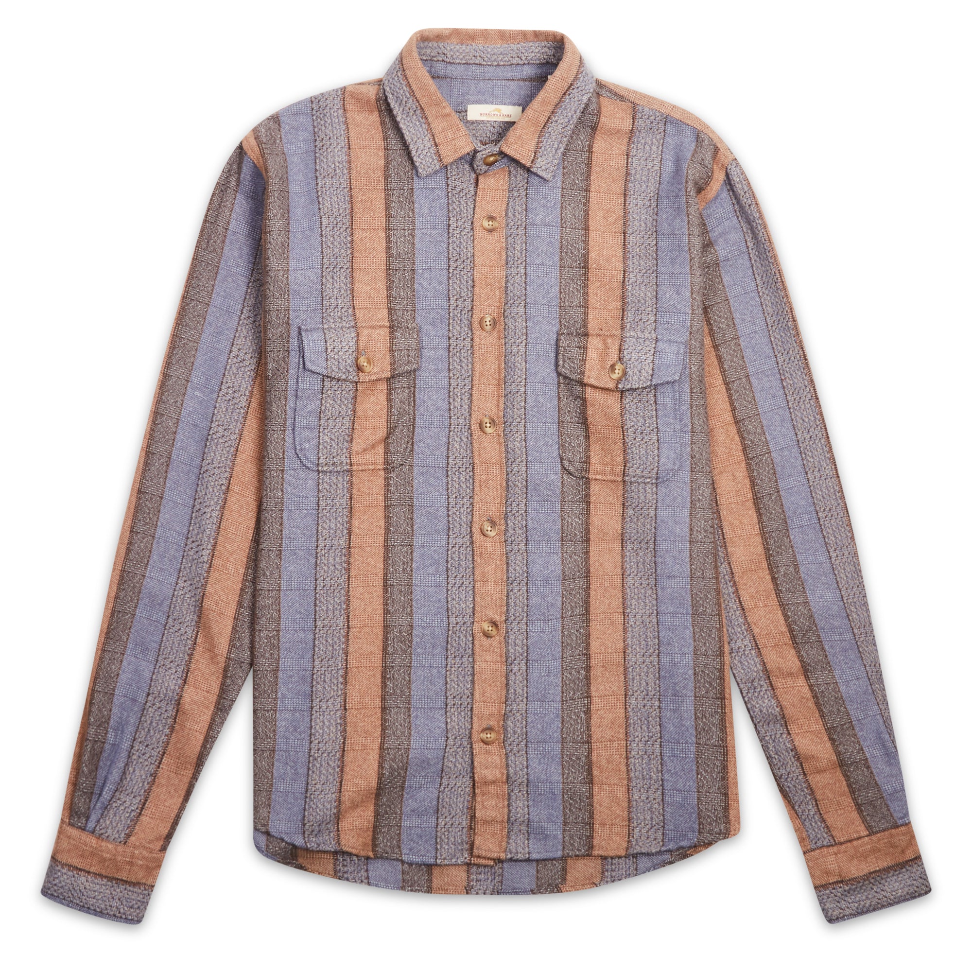 Burrows & Hare Over Shirt - Stripe Blue/Sand - Burrows and Hare