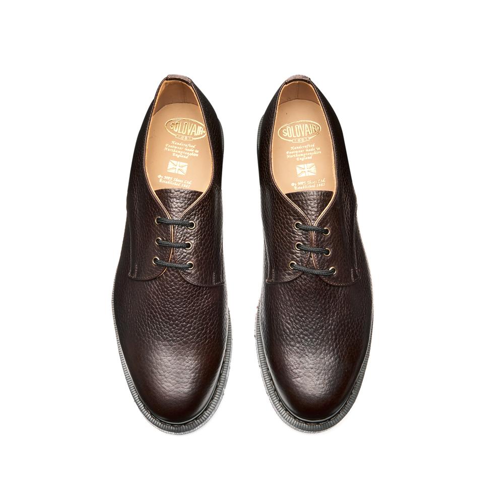 Solovair Gibson Shoe - Dark Brown Softy Grain - Burrows and Hare