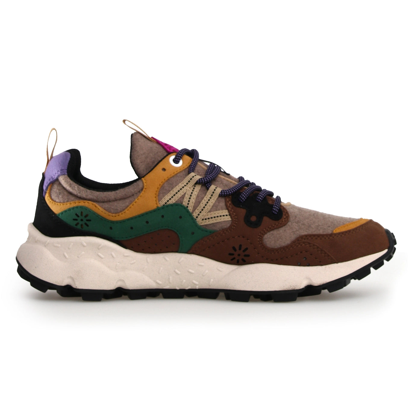 Yamano 3 Uni Kaiso Eco Suede/Eco Wool Trainer - Brown Multi