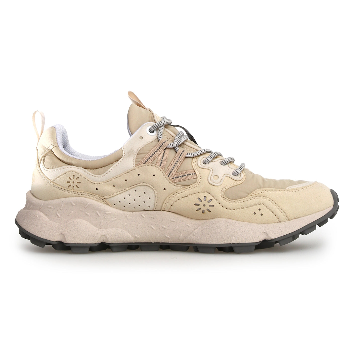 Yamano 3 Man Kaiso Eco Suede/Eco Nylon Trainer - Light Beige