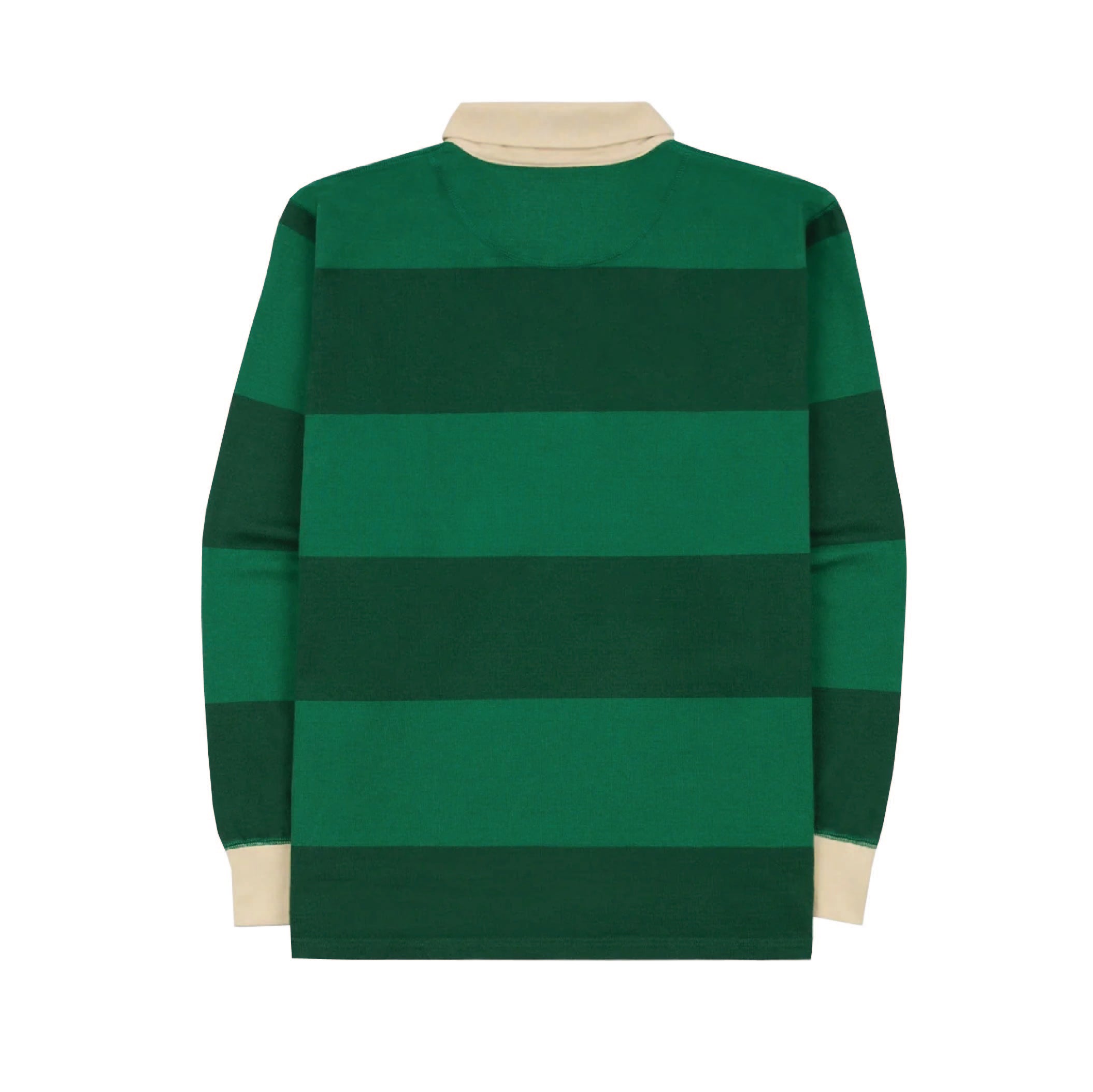 Block Stripe Cotton Quarter Zip Rugby Shirt - Green