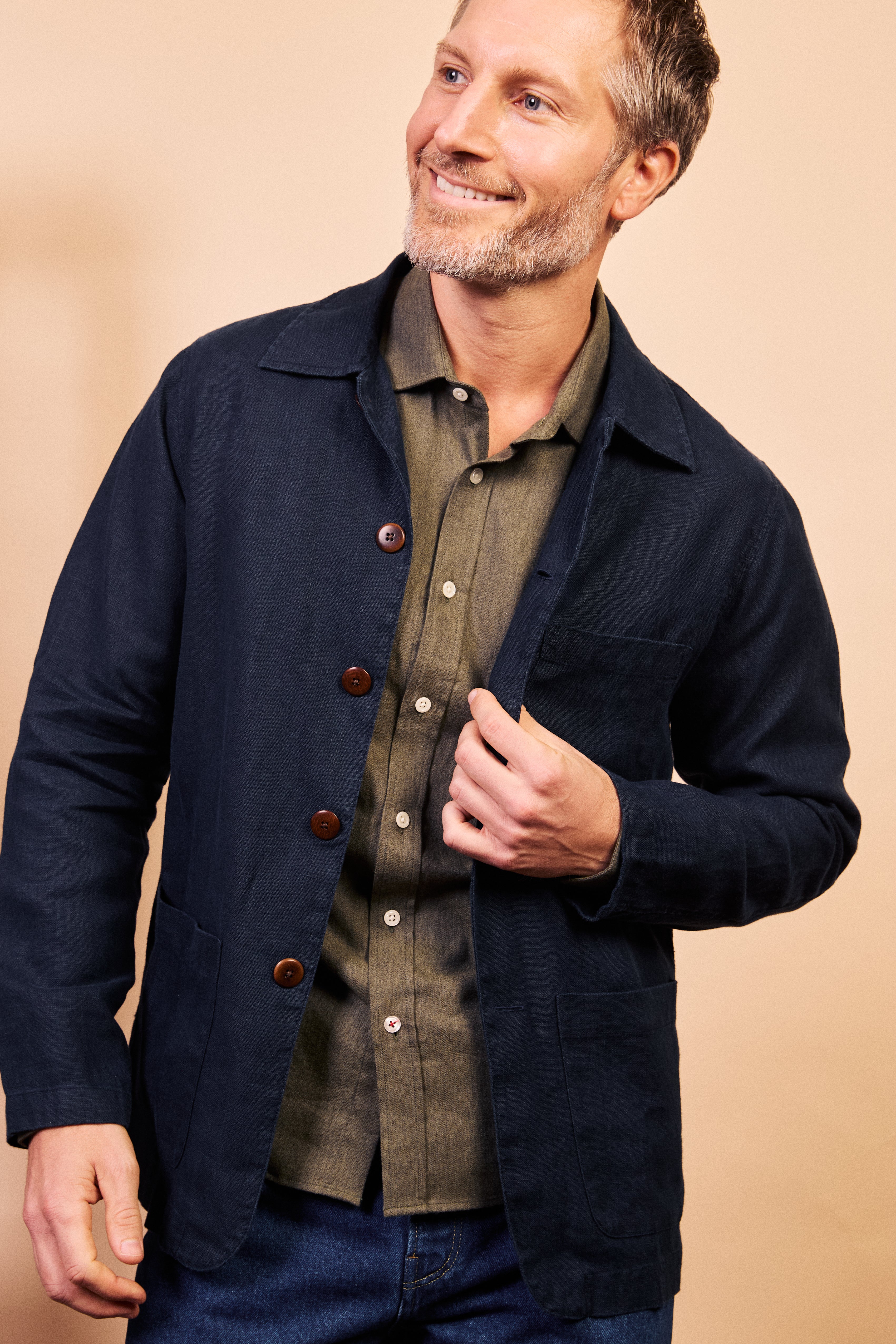 Linen Iffley Jacket - Navy