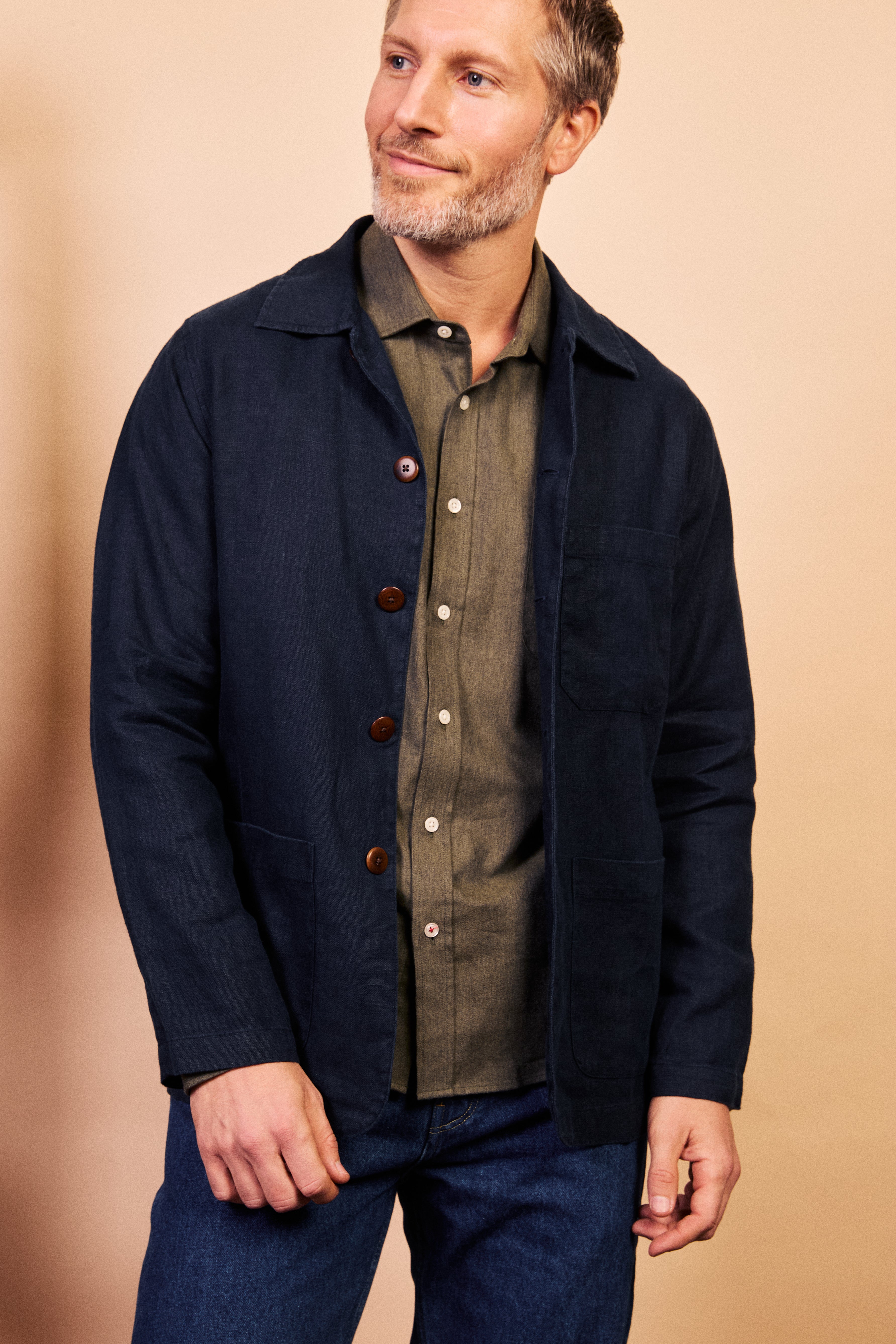 Linen Iffley Jacket - Navy