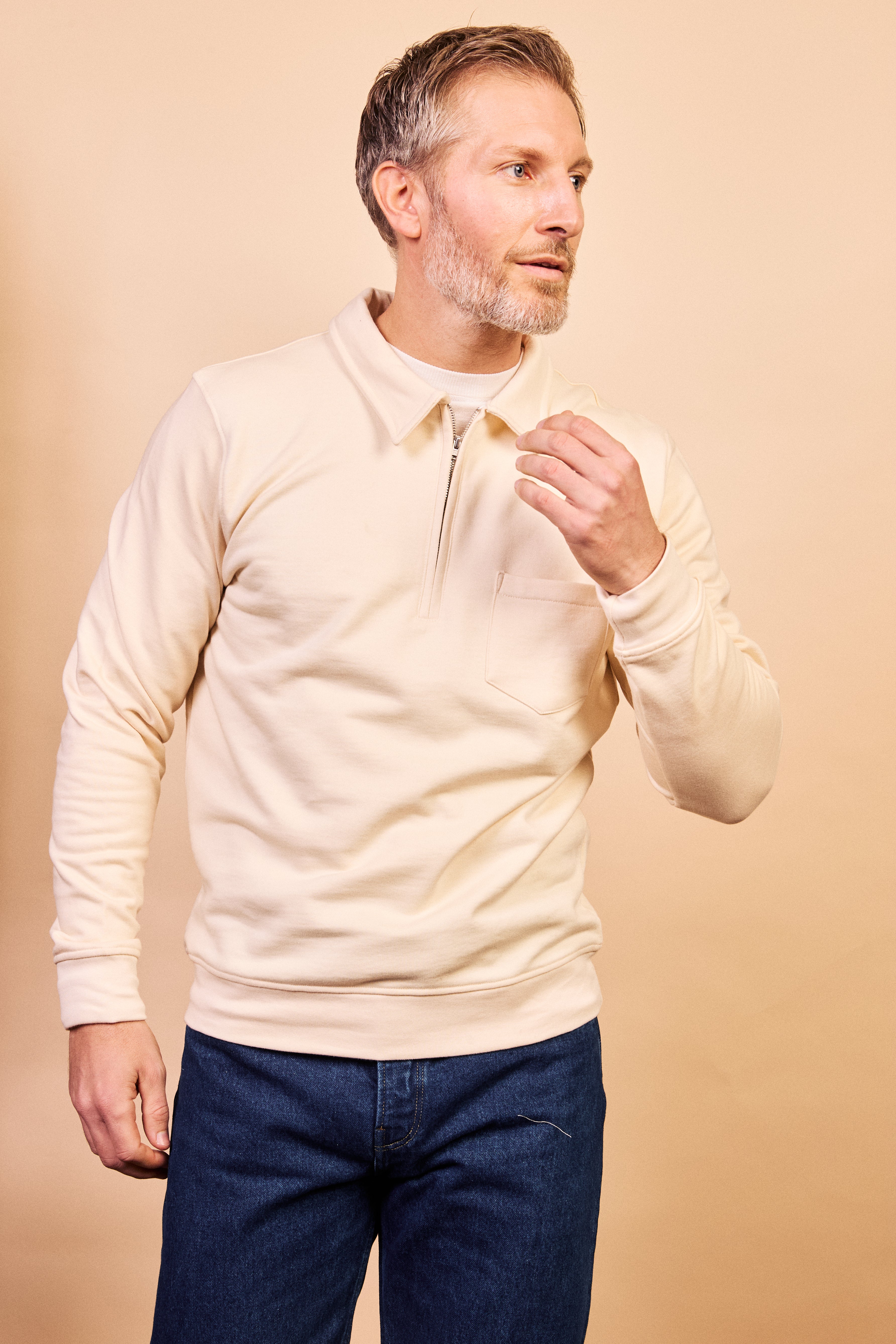 Quarter Zip Sweatshirt - Ecru