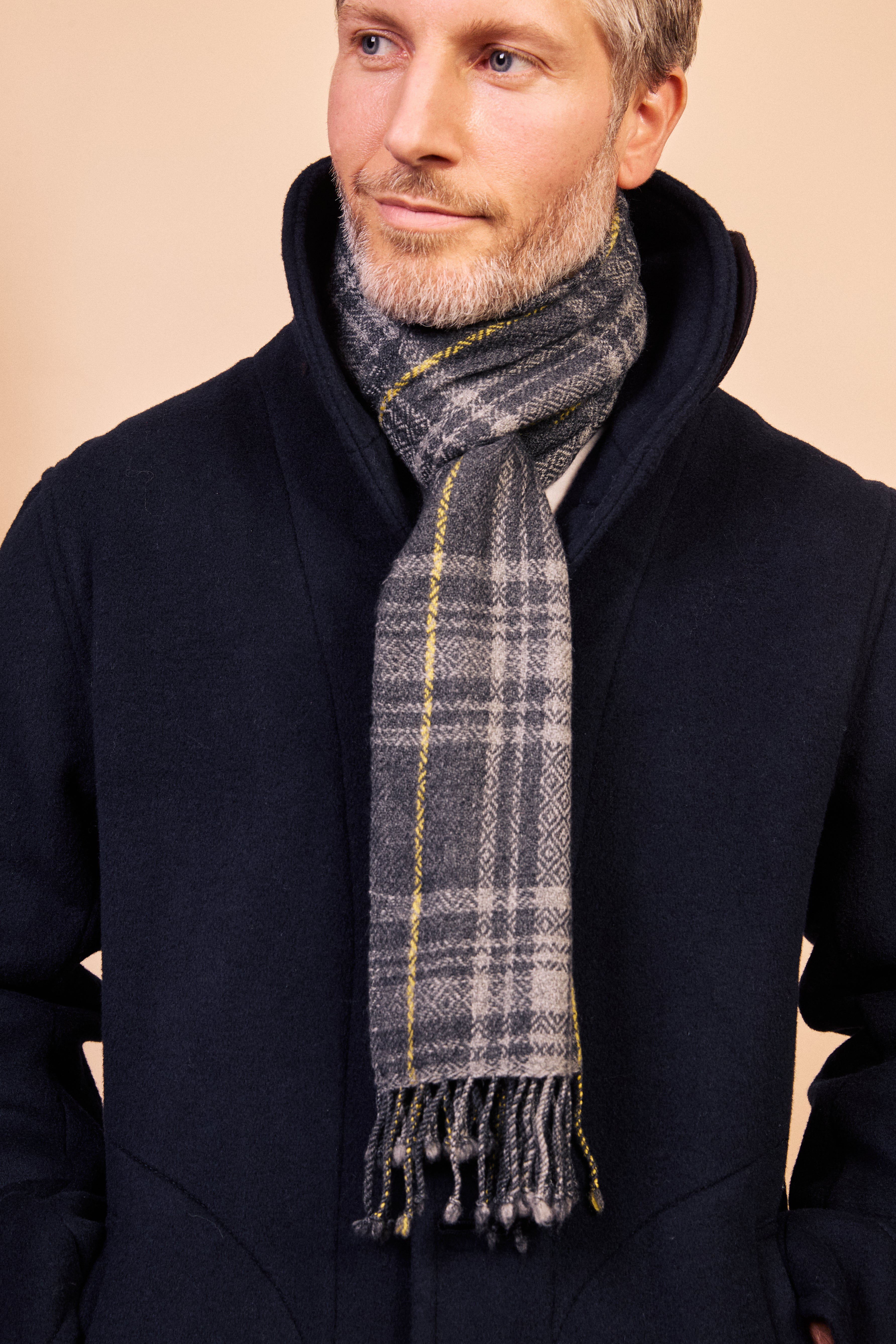 Cashmere & Merino Wool Scarf - Stitched Grey