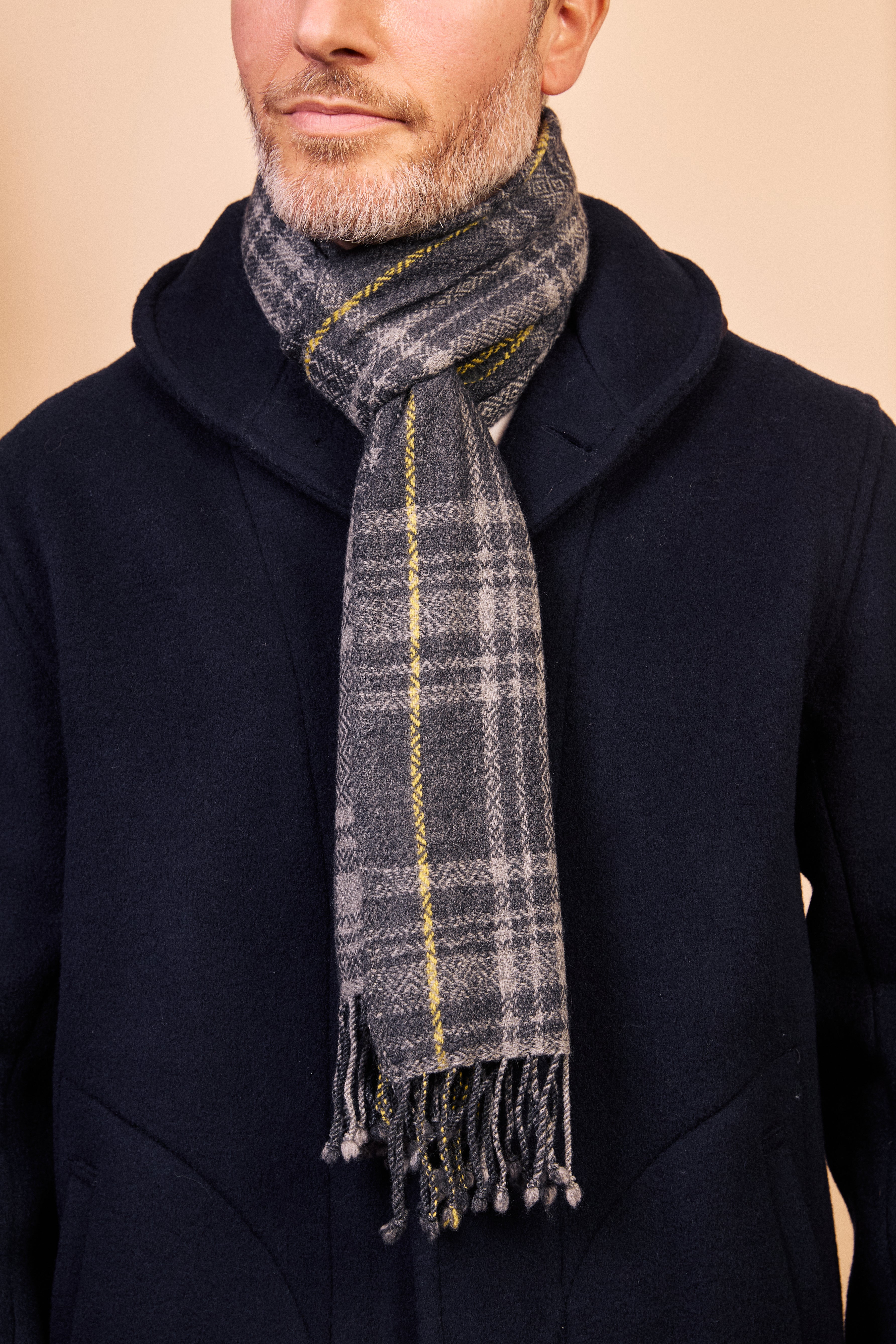 Cashmere & Merino Wool Scarf - Stitched Grey