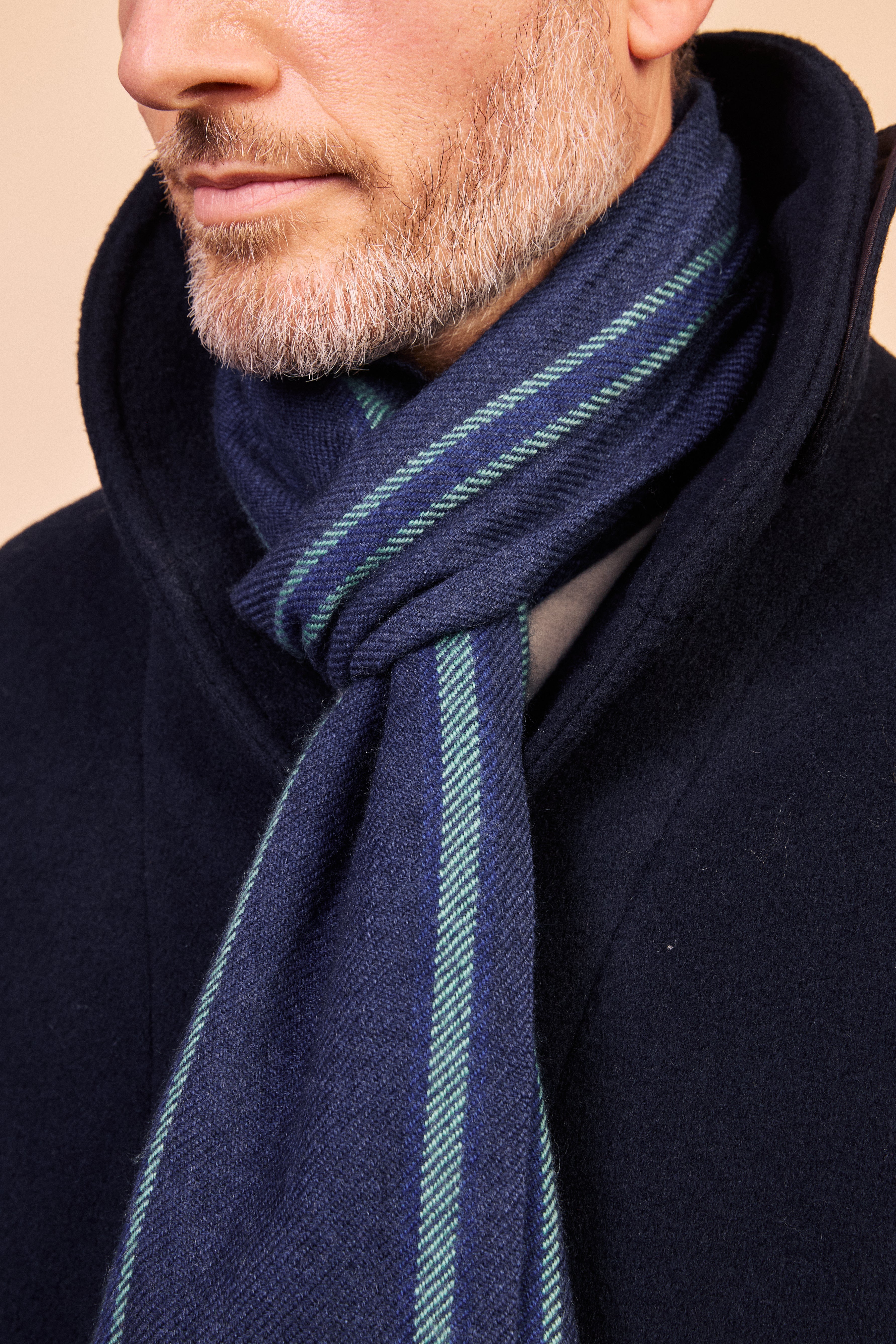 Cashmere & Merino Wool Scarf - Blue Stripe