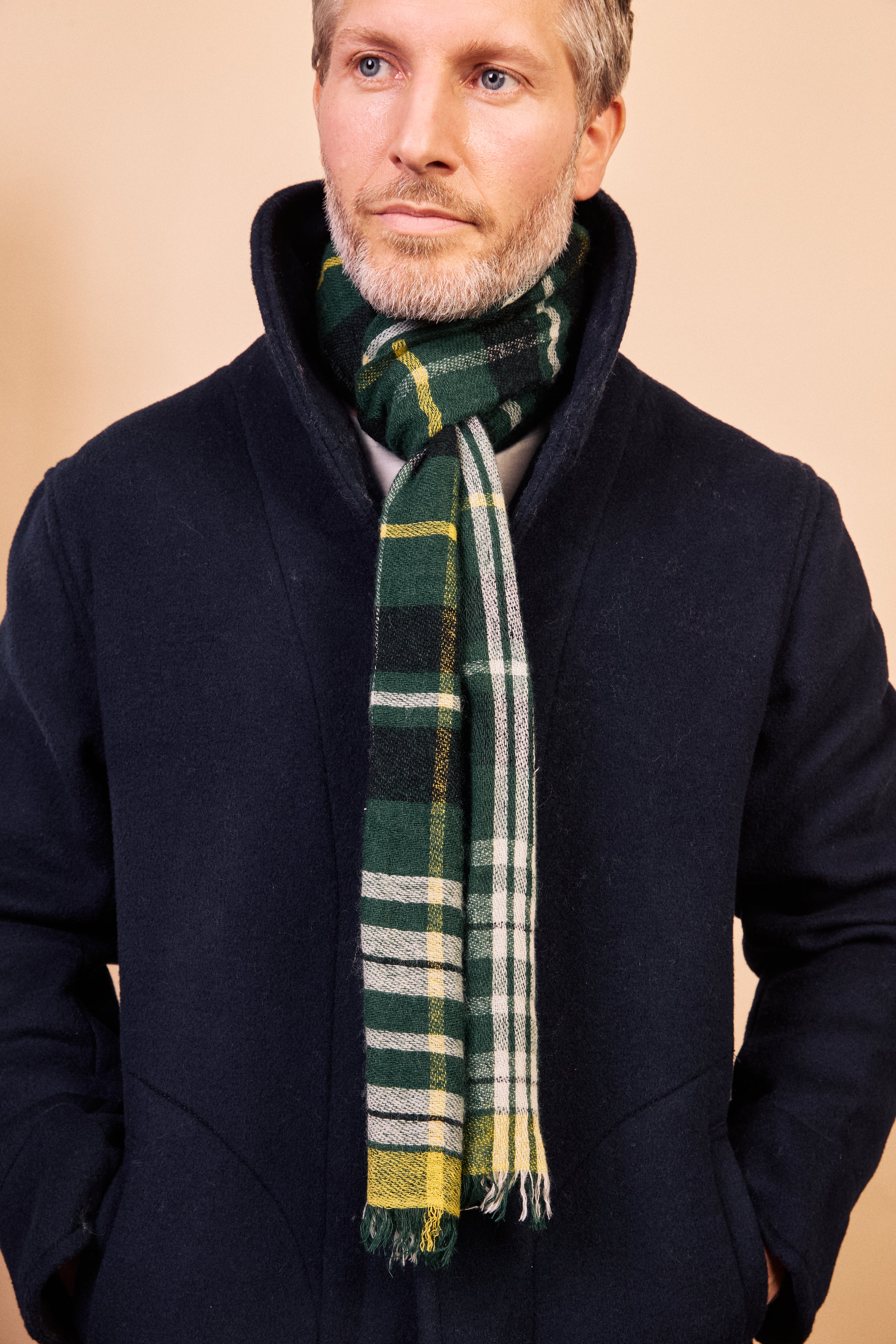 Cashmere & Merino Wool Scarf - Green Tartan