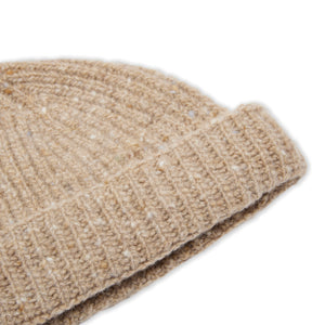 Burrows & Hare Donegal Wool Beanie Hat - Sand