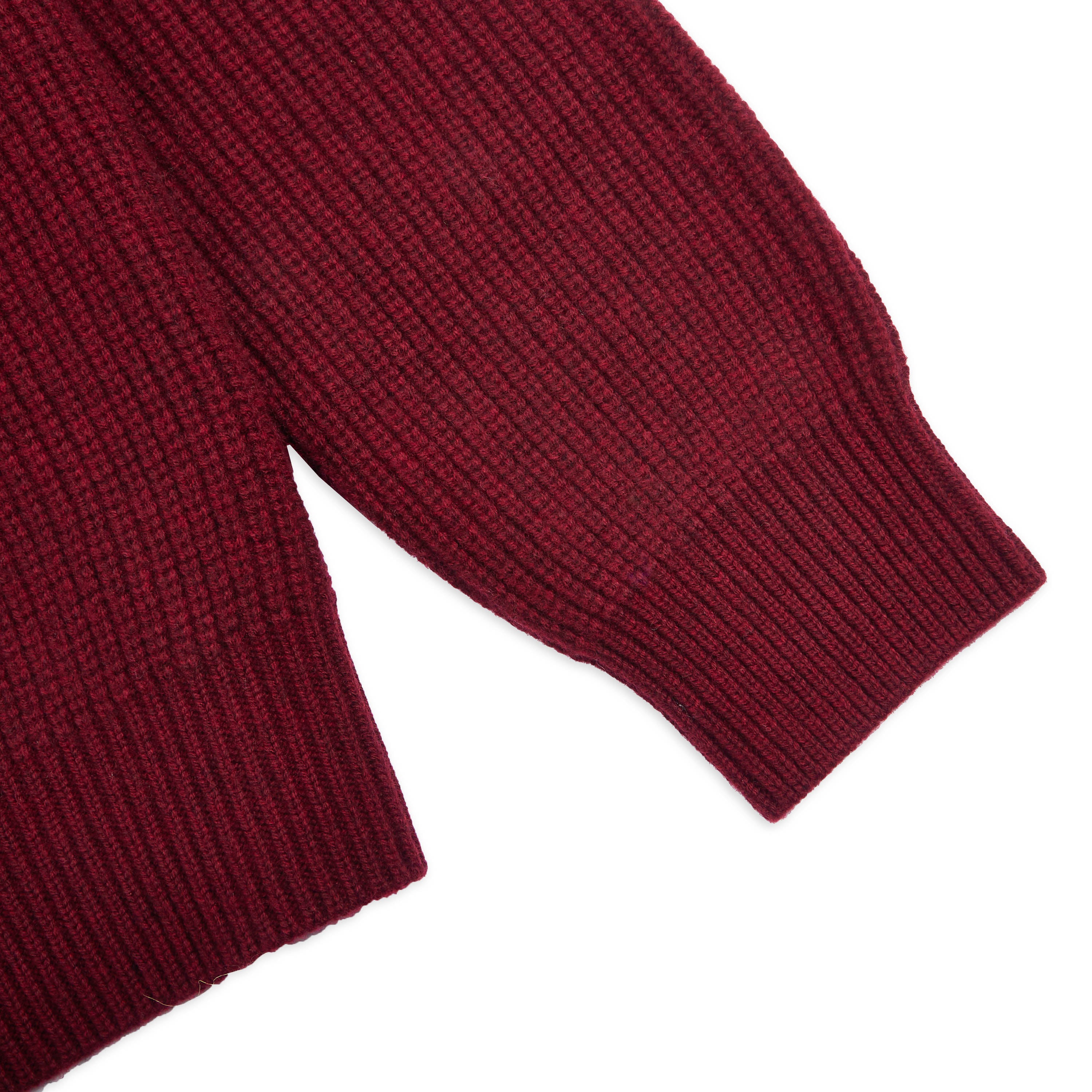 Ribbed Crewneck Jumper - Burgundy