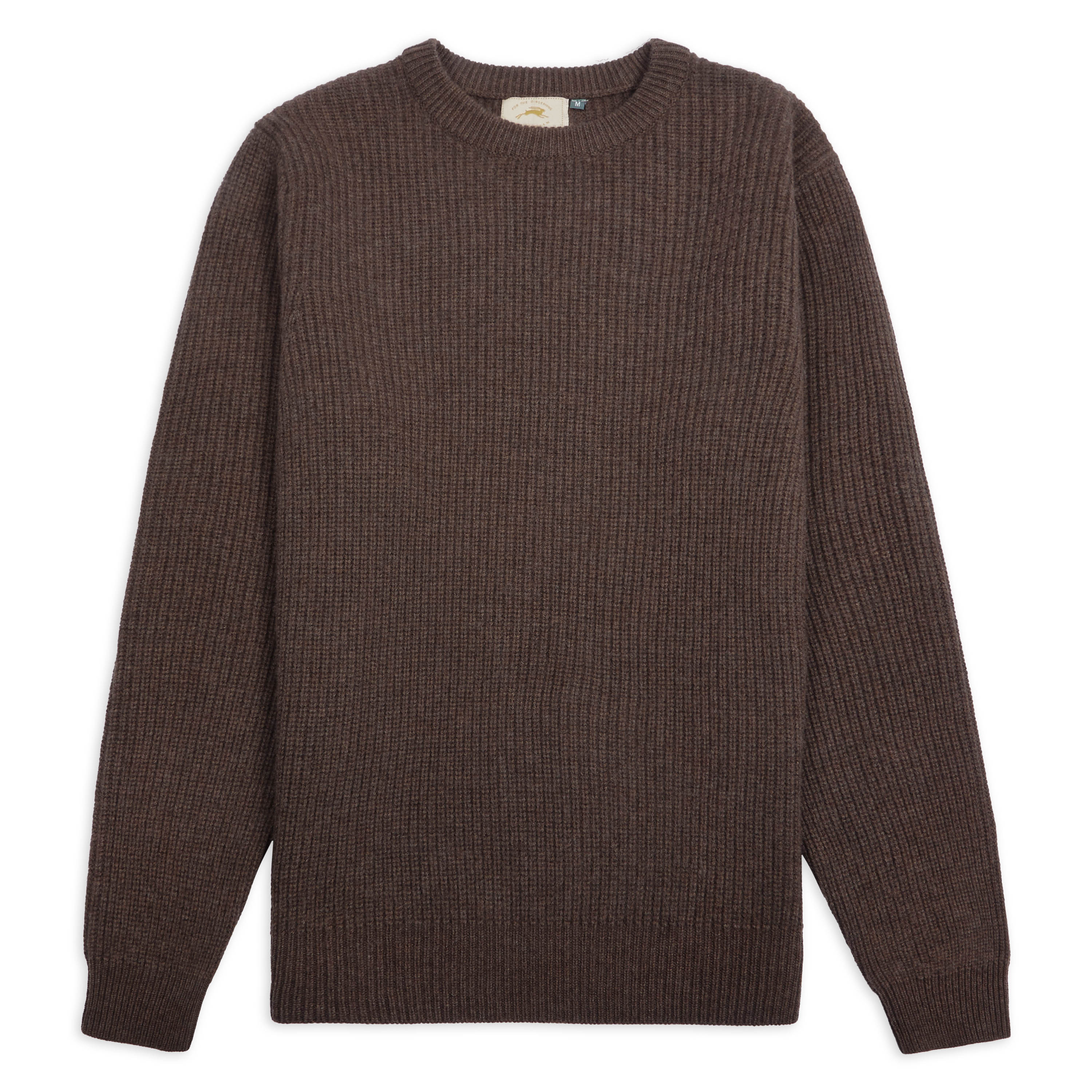 Ribbed Crewneck Jumper - Brown