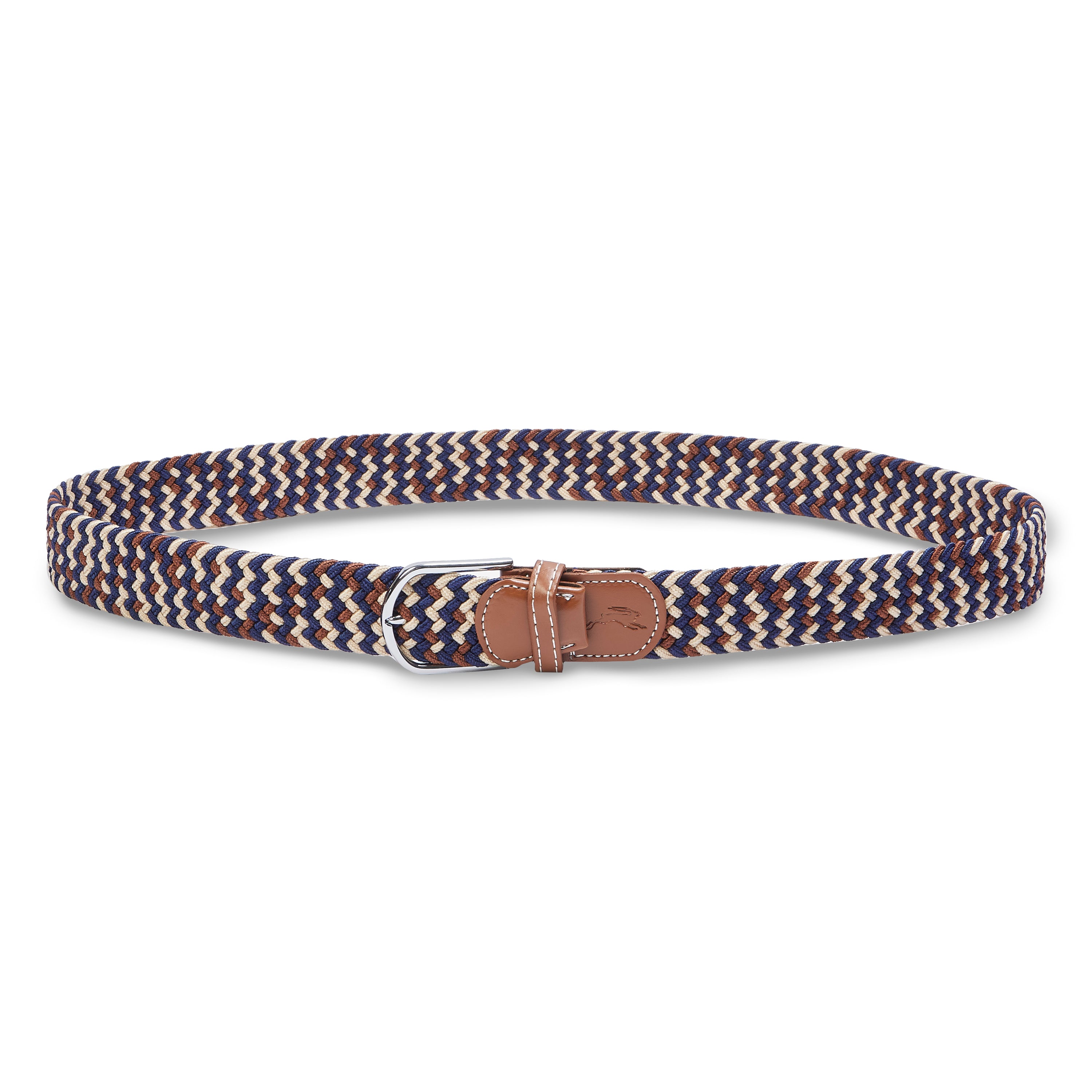 Burrows & Hare One Size Woven Belt - Navy, Ecru, Brown