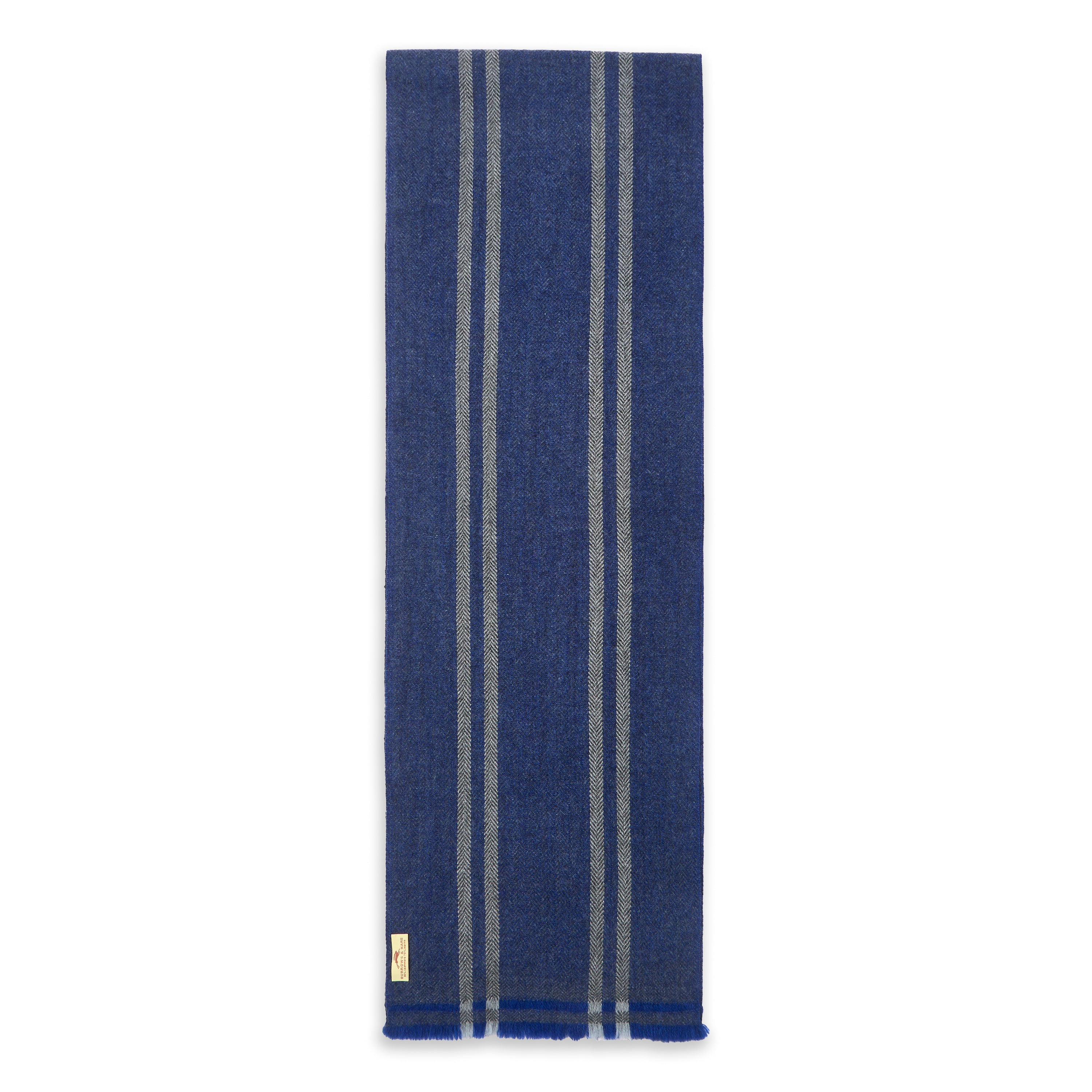 Wool Scarf - Blue & Grey Stripe