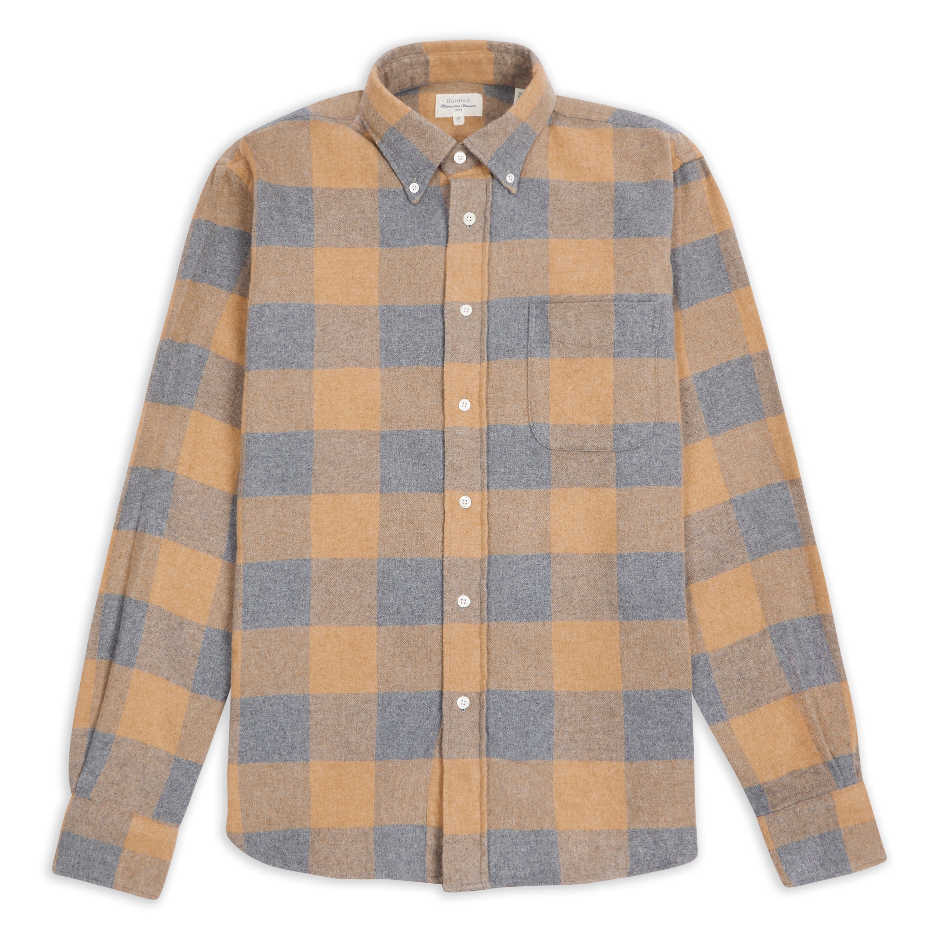 Pitt Cotton Shirt - Camel & Grey