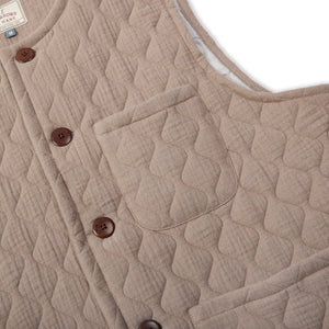 Burrows & Hare Quilted Cotton Kahn Gilet - Mocha