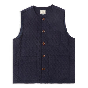 Burrows & Hare Quilted Cotton Kahn Gilet - Navy