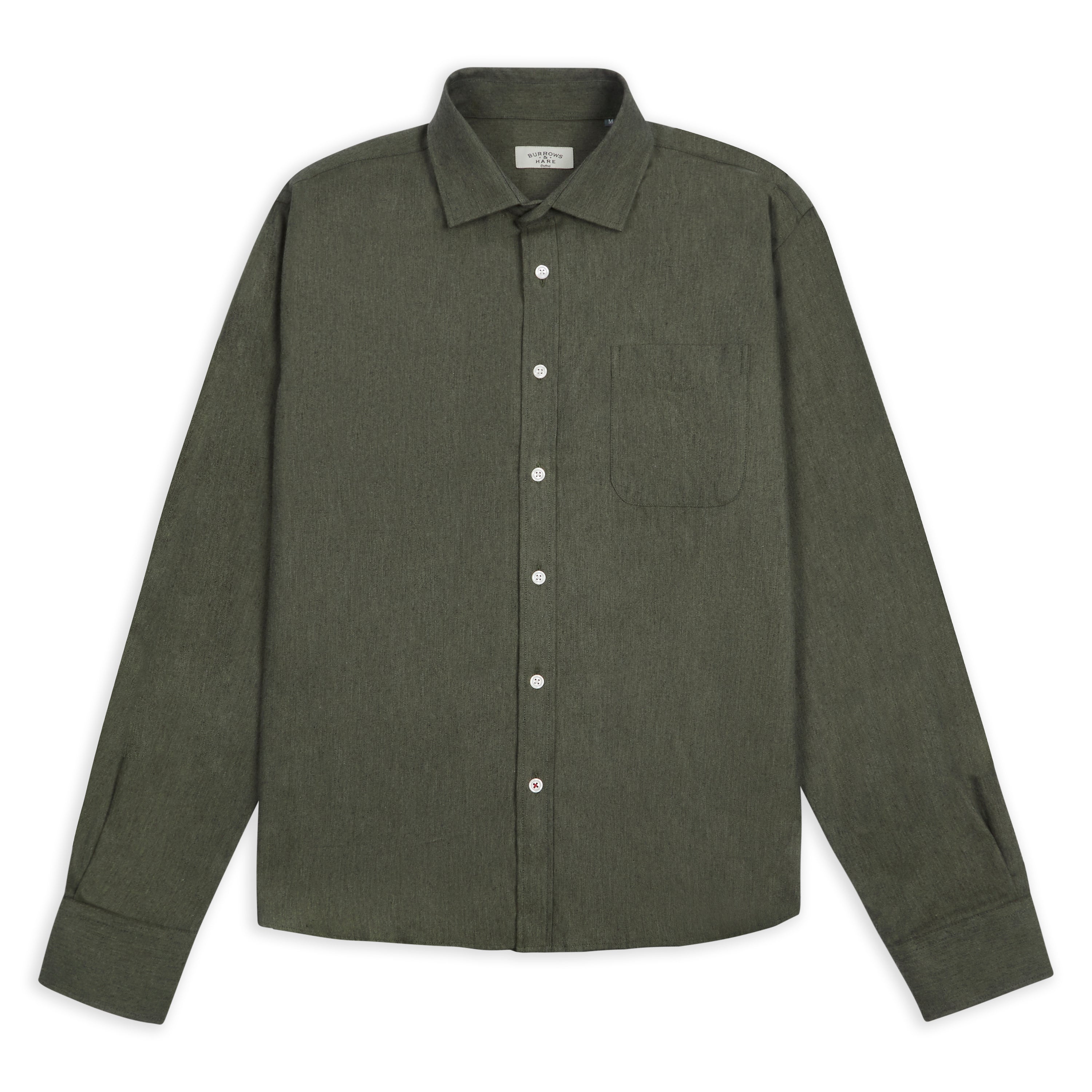 Classic Cotton Shirt - Green Herringbone