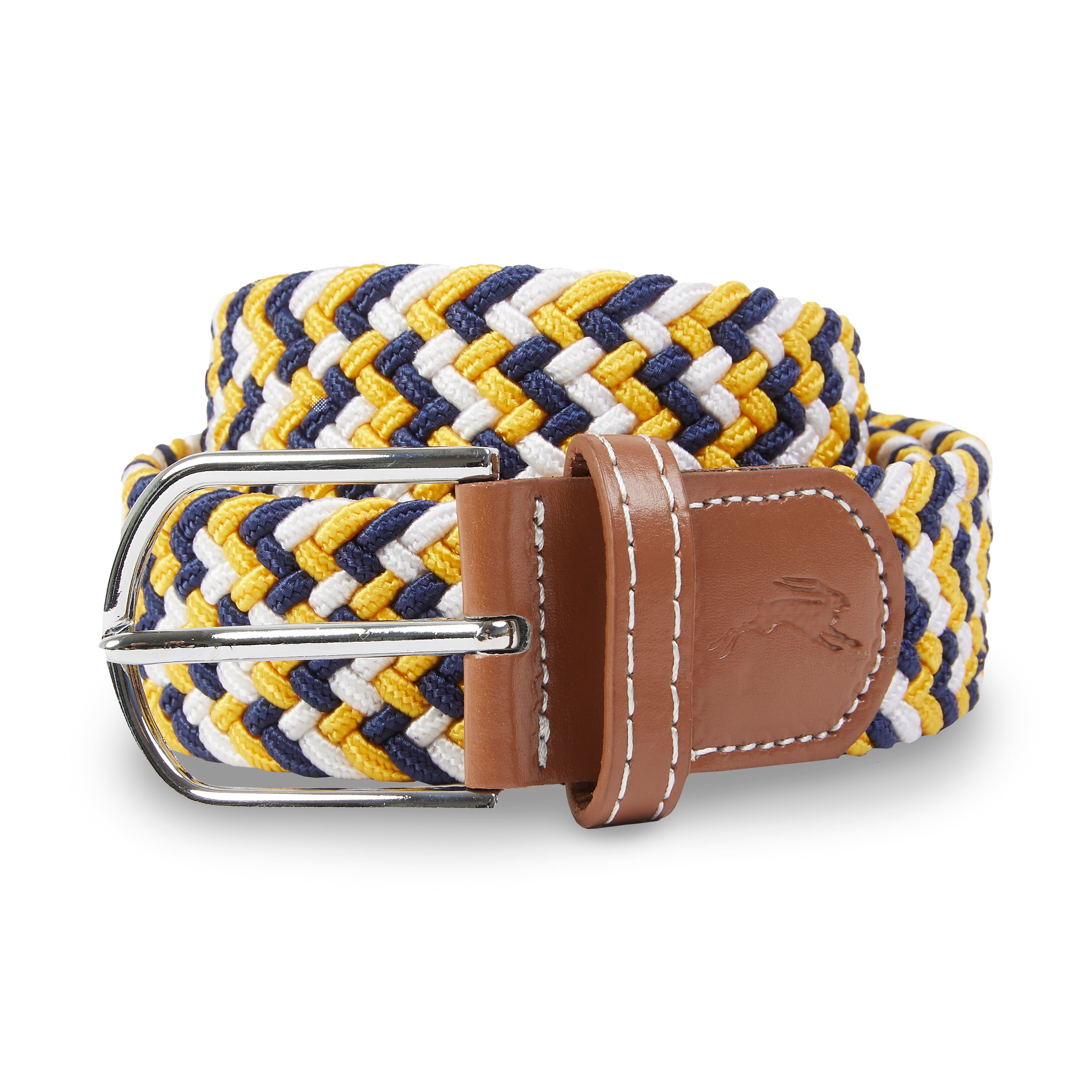  Woven Belt - Mustard, White & Navy