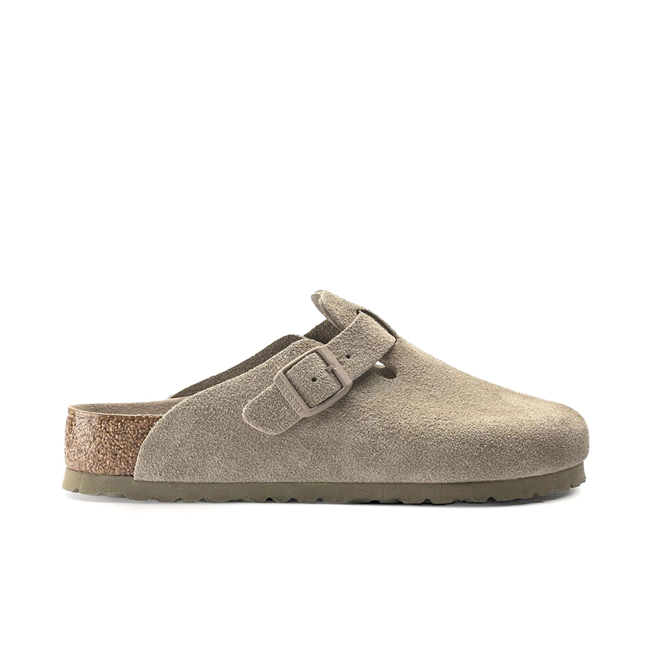 BIRKENSTOCK Boston Soft Footbed Clogs - Suede Leather Faded Khaki