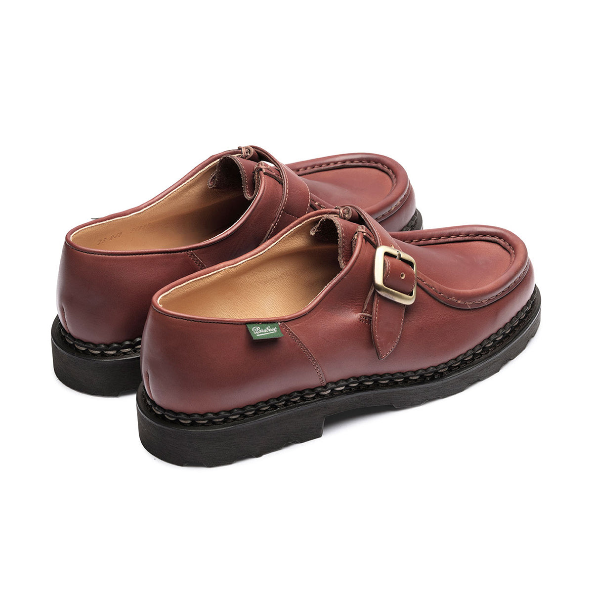 Side profile of Michael Bride Shoe by Paraboot in smooth marron leather.