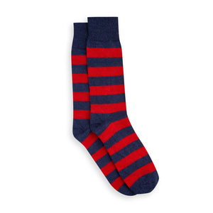 Burrows & Hare Stripe Alpaca Socks - Navy & Red