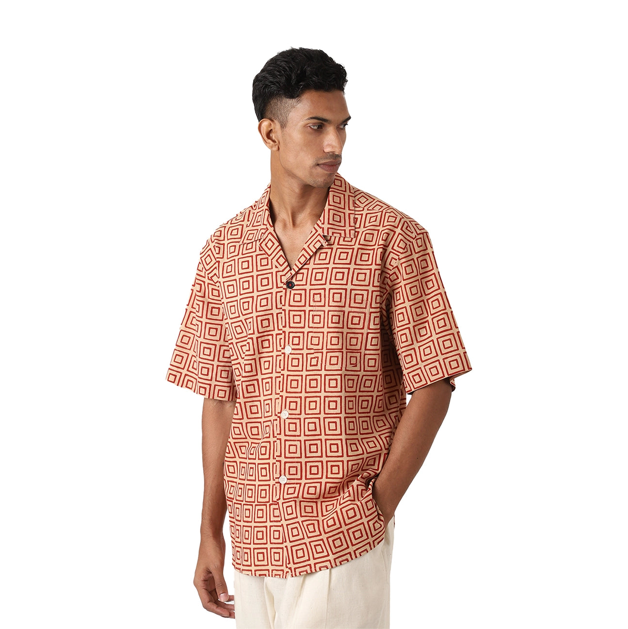 Men Short Sleeve Shirt - Block Print