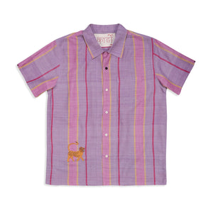 Kardo Chintan Short Sleeve Shirt - Matka Silk Digital Lavender
