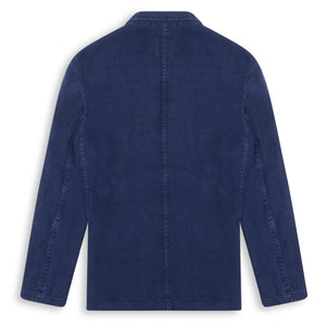 Burrows & Hare Linen Crosshatch Blazer - Navy - Burrows and Hare