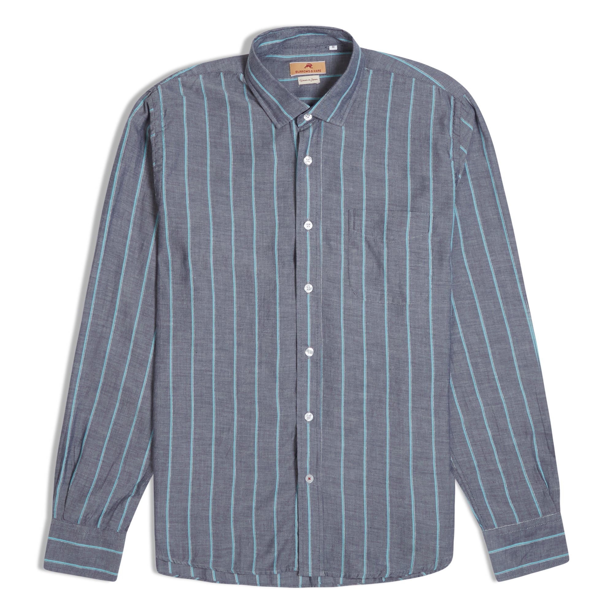 Burrows & Hare Japanese Cotton Striped Shirt - Grey - Burrows and Hare