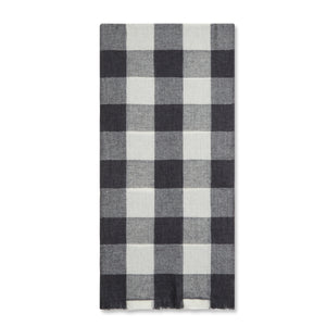Burrow & Hare Cashmere & Merino Wool Scarf - Grey & White Check - Burrows and Hare