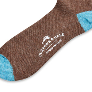 Burrows & Hare Alpaca Socks - Light Brown & Blue - Burrows and Hare
