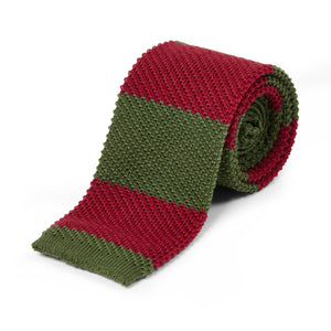 Burrows & Hare Knitted Tie - Stripe Green/Red - Burrows and Hare