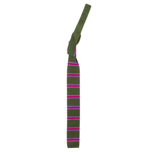 Burrows & Hare Knitted Tie - Stripe Green/Purple/Fuschia - Burrows and Hare