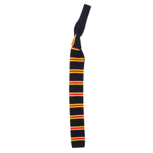 Burrows & Hare Knitted Tie - Stripe Navy/Red/Yellow - Burrows and Hare
