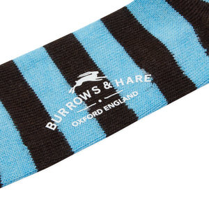 Burrows & Hare Stripe Alpaca Socks - Charcoal & Pale Blue - Burrows and Hare